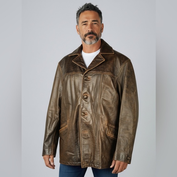 Oakwood Other - Oakwood Classic Men’s Genuine Leather Coat Brown Thinsulate Large – Vintage